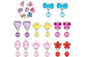 DSLSQD 7 pares de pendientes de clip para niñas, pendientes de juego de princesas, pendientes de clip para niños y niñas, bonitos pendientes de clip para niñas, sin agujeros, accesorios de joyería de