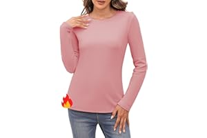 Aottori Haut Thermique Femme col Rond Polaire Chauds sous Vetement Thermique Coton Maillot de Corps à Manches Longues sous-Vêtements Thermiques Pull T-Shirt Hiver Automne