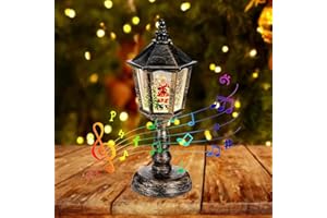 NIRCHO Weihnachts Schneekugel Laterne mit Musik, Weihnachtsdekoration LED Vintage Weihnachten Wasser glitzernde Verschneiter Globus Nachtlicht, Geschenk für Weihnachtsfeier, Tischplatte, Heimdekoration