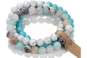 SAIBANGZI Handmade Echte Natursteinperlen Heilsteine Armband Unisex Chakren Perlenarmband, 8MM Runde Edelsteine Yoga Armbänder, Elastische Perlen Anti Stress Armband