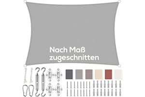 Aiyaoo Sonnensegel Wasserdicht Rechteckig, Viele Längen und Breiten Zur Auswahl, mit Befestigungs Kit PES Polyester, Sonnenschutz 95% UV Schutz, Reißfest Wetterfest für Terrasse Garten- 1x2m Hellgrau