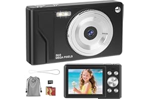 HERBYD Cámara Digital 56MP 1080P FHD con Autofoco, Zoom Digital 16X, Pantalla LCD 2.8", Tarjeta SD 32GB y 2 Baterías - Cámara Compacta Portátil para Niños, Adolescentes y Principiantes