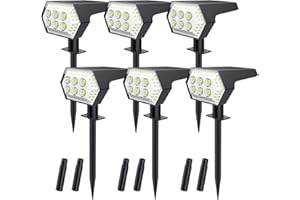 AYCLIF Lot de 6 Lampe Solaire Exterieur, Eclairage Exterieur Solaire,108 IP65 Imperméable à l'eau LED Lampe Solaire, Convient pour l'extérieur Jardin Patio Allée Cour Allée Décorative