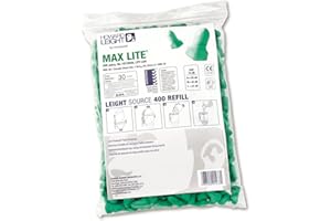 Honeywell Howard Leight 1013048 Max Lite jednorazowe piankowe zatyczki do uszu, wkład, SNR 34, zielone, w kształcie litery T, bez kabla (worek uzupełniający z zamkiem błyskawicznym, 200 par)
