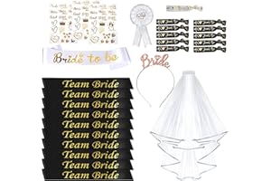 MELEG OTTHON JGA Accessoires Frauen - Junggesellenabschied Frauen Deko Set mit Bride to be Deko, Bride to be Schärpe, Braut Armband, Schleier, Abzeichen, Tiara,Tattoo-Aufkleber (Schwarzes Set)