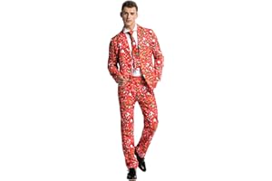 U LOOK UGLY TODAY Herren Lustige Weihnachtsanzüge für Weihnachten Party Kostüm Festliche Anzug aus Sakko, Hose und Krawatte