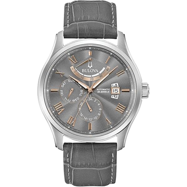Bulova Wilton GMT Classic 96B385 - Orologio automatico con cinturino in pelle nera, 43 mm, moderno