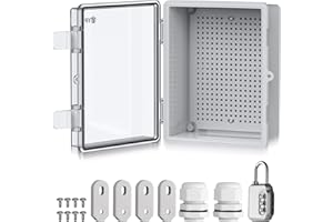 EYPINS Wasserdichter Verteilerkasten IP67, Anschlussdose Wasserdicht ABS Kunststoff Gehäuse außen Steckdosenkasten, Schaltkasten, Stromkasten mit Montagezubehör 22x17x11cm | Transparent Schaltschrank