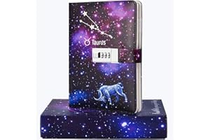Nitukany Tagebücher zum Einschreiben für Frauen Mädchen mit Schloss, persönliches Sternbild Tagebuch für Männer Frauen Kinder Jungen Teenager abschließbares Leder GeschenkboxNotizbuch A5 8.5" x 6"
