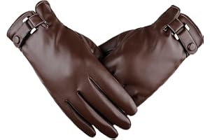 YUEMING Herren Lederhandschuhe, Winter Handschuhe Herren, Warme Kaschmirhandschuhe Handschuhe Berührungssensitiver Bildschirm für Outdoor Fahren Camping