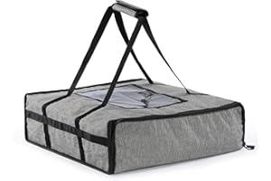 GNEGNI LIFE Borsa per pizza, pieghevole, isolata, per takeaway per cibi freddi e caldi, pizza, ristorante, Uber Eats, grigio., Borsa per pizza