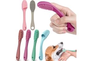 AIDIYAPET Silikonowa szczoteczka do zębów dla psa, 6-pak, łatwe czyszczenie zębów psa i kota (różowa)