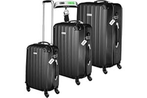 TecTake® Set de Valises de Voyage 3 Pcs. Valise Grande Taille, Soute, Cabine et Petite Valise Sacs de Voyage Valises Maternité ABS avec roulettes 360° Poignée télescopique Pèse Bagage