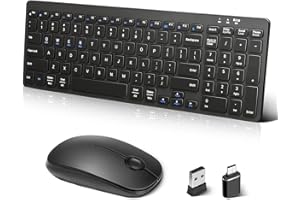 Echaar Tastatur Maus kabellos Set Kompakte Tastatur mit ziffernblock Leise Funktastatur und Maus Tastatur kabellos dünne Tasten 2,4 GHz via USB Empfänger Für PC/Laptop/Windows/iOS/Mac/Android