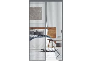 KAZATE Moustiquaire Magnétique pour Portes, 100x200 CM Moustiquaire Porte Fenetre Aimantée Rideau Anti Moustique, Rideau en Maille Sans Perçage avec Fermeture Automatique Gris (100 * 200)