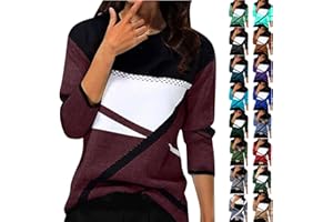 KILOXYEFRO Pullover Women's Long Sleeve Sweatshirt Basic Crew Neck Long Sleeve Geometric Print Long Shirt Loose Casual Top Winter Cotton Jumper