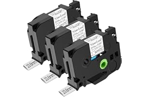 NineLeaf 3 Pack Compatible for Brother Heat Shrink Tube Label Tape 23.6mm HSe-251 HSe251 HS251 HS-251 HSE Black on White for P-Touch PT-D600 P700 P710BT PT-E550W Label Maker use in Cables Wires