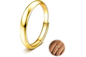 Diamday Anillos de oro relleno de 14K para mujeres de oro de bodas apilables simple anillo plano de domo fino para pulgar y meñique 3/4/5/6MM
