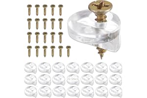 CRRYNUO 22 Stück Glashalter Clips Kit, Runde Glasklemme Transparente Glashalter Spiegelhalter 13mm Kunststoff-Glas-Schrankklammern mit Schrauben zur Befestigung von 3-4mm Dickem Glas, Fenster und Spiegel