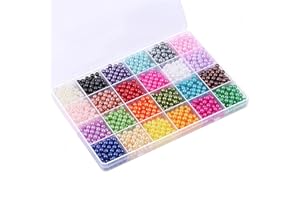 RUIYWEN 1680 pezzi Perle Colorate da 6 mm Perline di Plastica per Collane Bracciali Gioielli Artigianali Decorazione Gioielli Fai da Te (24 Colori)