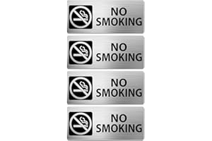 MEITAAT No Smoking Sign Señal de no fumar Aluminio 17,8 x 7,6 cm Señal de advertencia de no fumar Señales de seguridad metálicas reflectantes Impermeables para exterior e interior 4 piezas