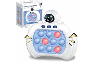LESIPEE Fast Push Game Fidget Toys Pop Game Handheld Bubble Game Console, Puzzle Game Machine, Light up Pop Game Sensory Toys for Kids Ages 3-12 for Boys and Girls, Birthday Gift (Spaceman White)
