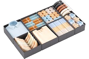 Yucch Schubladen Organizer 8er Set – passend für IKEA PAX 100x58 cm, faltbare Aufbewahrungsboxen mit verstärktem Boden für Unterwäsche, Socken & Babykleidung (Grau)