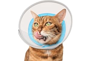 Supet Cat Cone Collar Soft: Comfortable Waterproof Mesh Recovery Cone After Surgery to Stop Licking and Scratch, Alternative to Plastic Elizabeth Head Neck Cone (Blue,M)