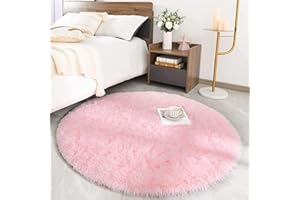 GE CHENG Tappeto Rotondo Tappeto Peloso, Morbido e Antiscivolo, a Pelo Lungo, per Salotto, tavolino Salotto, Camera da Letto, Computer, Sedia, Super Morbido, (Rosa, 100 cm)