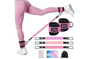 JJSHUND Ankle Resistance Bands with Cuffs, 3 Level Ankle Bands for Working Out, Resistance Bands for Legs and Butt, Glutes Workout Equipment for Kickbacks Hip Fitness Training, Exercise Bands for Women