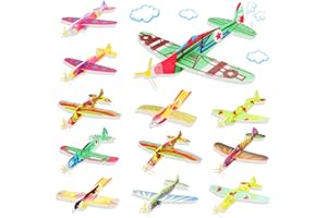MplehDa Aereo Polistirolo per Bambini, 12 Pezzi Aeroplani Polistirolo Set, Alianti Misti Confezionati Singolarmente Set, Alianti Aereo Polistirolo per Feste o da Usare Come Sfida