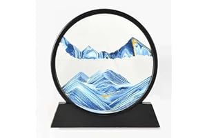 HY HAOYING ITTA Moving Sand Art Picture, 3D Dynamic Sand Art Liquid Motion, Round Glass Rainbow Vision Sand Picture Sandscape Flowing Exotic Sand Frame Relaxing Tabletop Home Office Décor