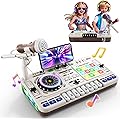 DJ Mixer Controller Table de mixage DJ pour enfants de 3-10 ans Avec Micro, 100+ Effets Sonores, Jouet musical Lumières et Batterie Rechargeable, Cadeau Idéal pour les Filles et Garçons Débutant Blanc