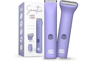 HAPPY CURVES Smoothie Bikini Trimmer - Electric Razor for Women, Waterproof Hair Trimmer with Adjustable Guards, Personal Shaver for Pubic Hair, Ladies Intimate Shaver and Body Hair Trimmer (Berry)