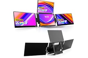 KPKUE 14" Triple Laptop Screen Extender, FHD IPS Multi Screen Extender with USB-C/USB-A, One Cable Connection Laptop Monitor Extender Compatible with Mac Windows Fits 11.6-15.6 Inch Laptops