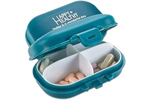 MEDCA Scatola Porta Pillole Piccola - (confezione da 2) Organizzatore Pastiglie AM/PM – Organizer a 4 Scomparti 2 Volte al Giorno Astuccio