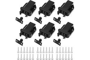 MAIXINNEW 6 Stück Druckschnäpper Schnäpper mit Schrauben, Push to Open Türöffner Schwarz mit Automatischer Pop Up Funktion, Türriegel mit Touch-entriegelung für Schrank und Schublade