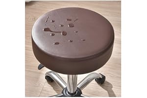 ZZDZW Round Bar Stool Covers Waterproof, PU Leather Bar Stool Cushions Round Stool Slipcovers Stretch Bar Stool Seat Covers Set Of 2/4/6 Barstool Cover,for 12/13/14/15 Inch Bar Chair ( Color : Coffee , Size