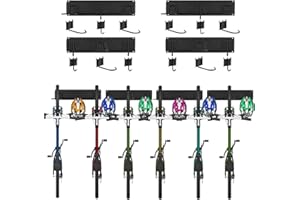 NANDAE Bike Storage Rack , Wall Mounted Bike Hanger for Garage with 6 Bicycles Racks and 6 Helmets, Adjustable Vertical Cycling Stand - Secure Hook - Holder for Road or Mountain Bicycles, Max capacity 600lbs