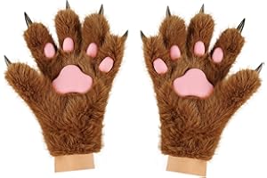 hbbhml Guantes de pata de oso de gato, lindo zorro, lobo, garra de felpa, manoplas esponjosas, Halloween, Navidad, cosplay, disfraz para hombres y mujeres
