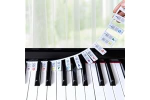 LAQULA Przewodnik Po Nutach Do Nauki Gry Na Pianinie Dla Początkujących Usuwalne Etykiety z Nutami do Wszystkich 88/61 Klawiszy Bez Naklejek Wielokrotnego Użytku Wykonane z Silikonu (Kolorowe) Rainbow