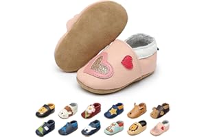 EDOTON Krabbelschuhe Baby LederLauflernschuhe Mädchen mit weichen Wildledersohlen Lederschuhe Baby Jungen Mädchen Hausschuhe 0-24 Monate