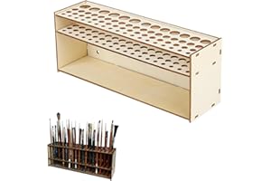 YYLFDC Paint Rack,Paint Brush Holder, Paint Brush Storage, 67-Hole Paint Brush Holder Wooden Artist Brush Holder Wall-Mounted Porous Pen Holder Suitable for Paint Pens, Colored Pencils, Etc