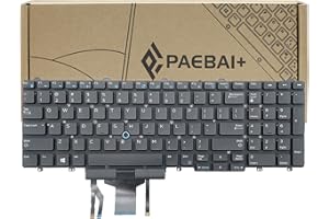 PAEBAI+ Replacement Keyboard Backlight for Dell Latitude E5550 E5570 E5580 5590 5591, Precision 3510 3520 7510 7520 7710 7720 Series Laptop with Pointer US Layout Back Light Laptop Keyboard