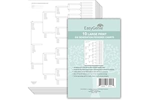 EASYGENIE 10 LARGE PRINT Six Generation Pedigree Charts for Ancestry | Archival-Quality Genealogy Forms