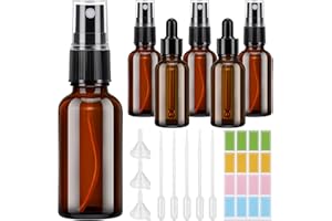 Farnirvana 6 Stück Braunglas Sprühflasche, 30ml Sprühflasche Klein Glas mit Zerstäuber, Nachfüllbar Leere Sprühflaschen für Ätherisches Öle Parfüm Apotheker Aromatherapie