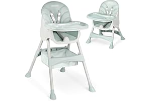 Ricokids Hochstuhl Baby 3in1 Kinderhochstuhl Ab 6 Monaten Essstuhl Mit Sicherheitsgurt Klappbar Pflegeleicht Höhenverstellbares Gestell Mitwachsend Abnehmbarer Essbrett Korb Grün