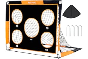 EXTFANS 2 in 1 Kinder-Fußballtor, Pop-up-Fußballnetz mit Zieltor, 4 U-förmige Stahlpfähle und Tragetasche, Fußballtor für Jungen Outdoor-Garten Training Geschenke(1.2m/1.5m)