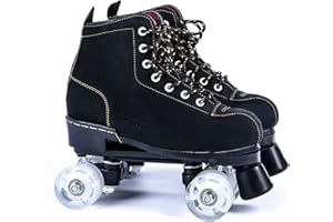 SPRLN Classic Roller Skates Artistic, Quad Roller Skates, Roller Boots with PU Light Up Wheel Cowhide Upper Material, for Girls Boys, Men And Womens, Adult