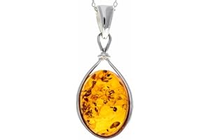 SILVERAMBER JEWELLERY Genuine Baltic Amber & Sterling Silver Classic Pendant without Chain - 1803